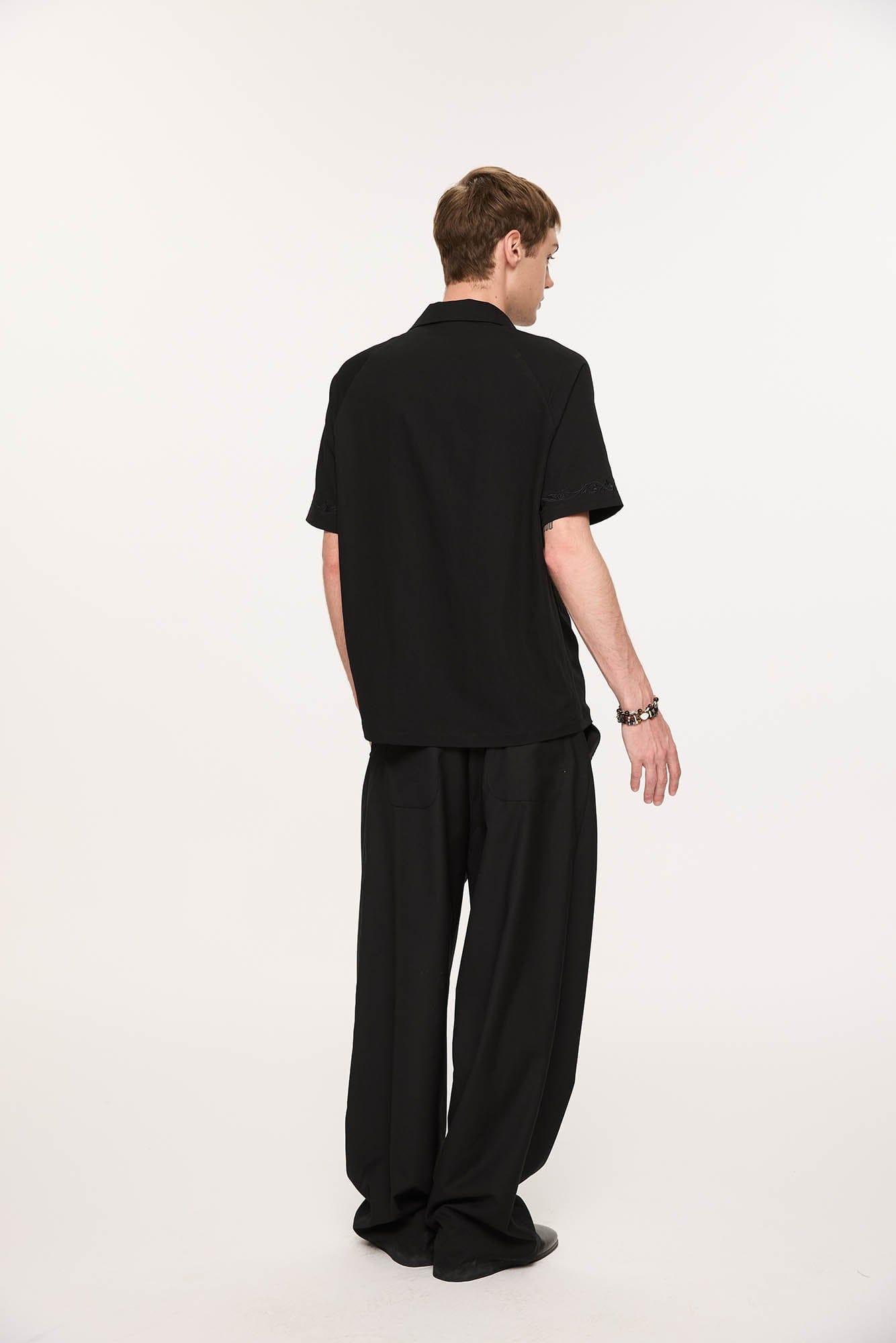 KREATE Rose Embroidered Pleated Straight-Leg Trousers