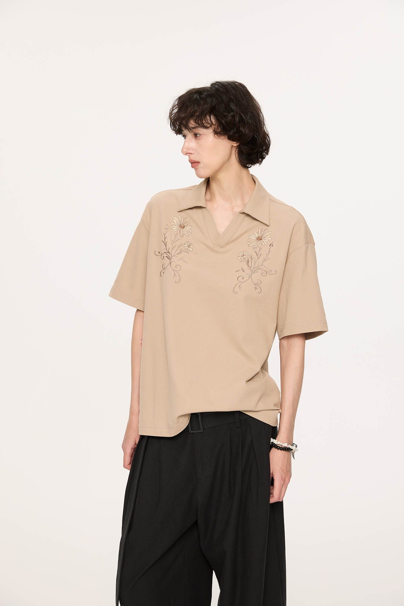 KREATE Daisy Embroidered Polo T-Shirt