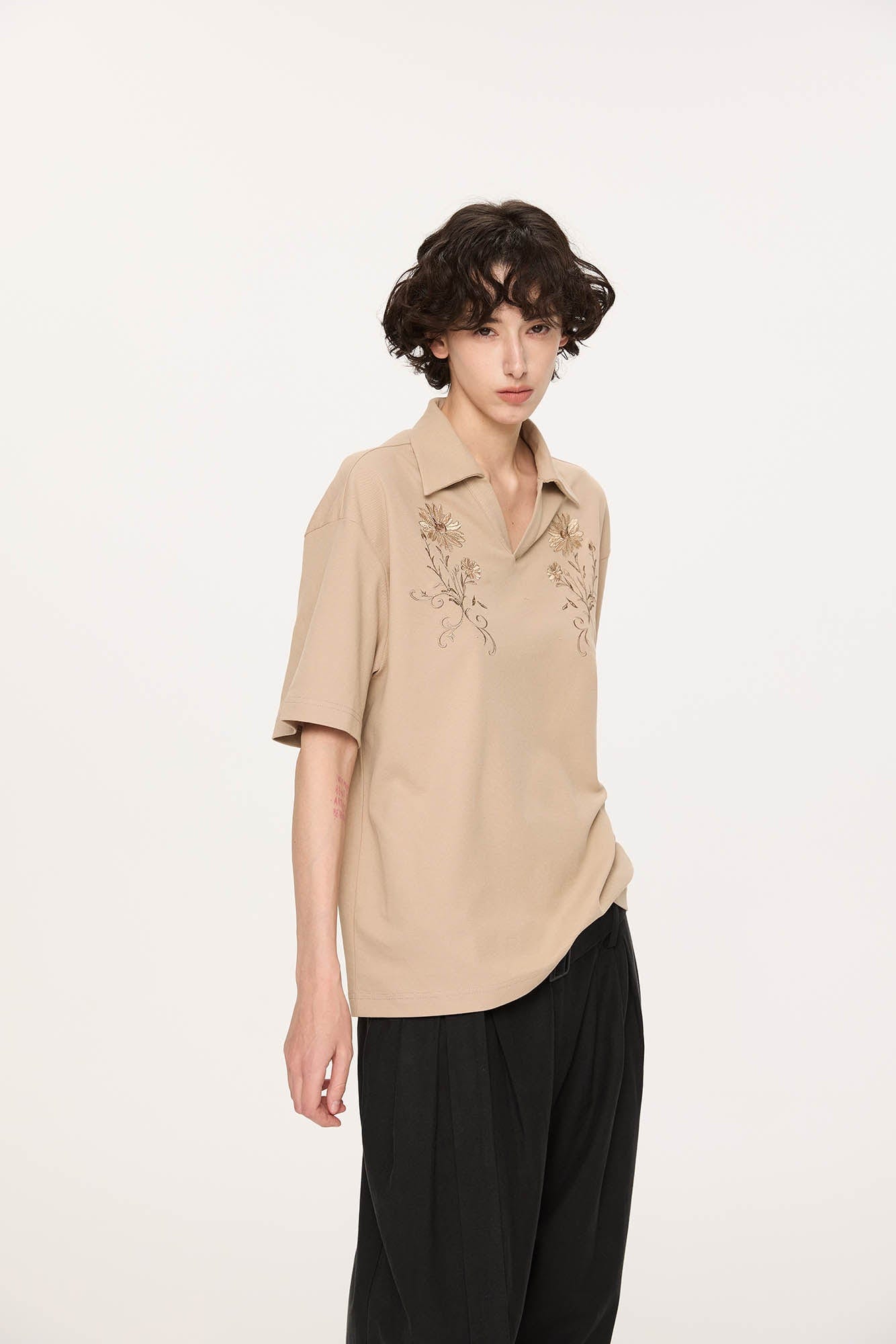 KREATE Daisy Embroidered Polo T-Shirt