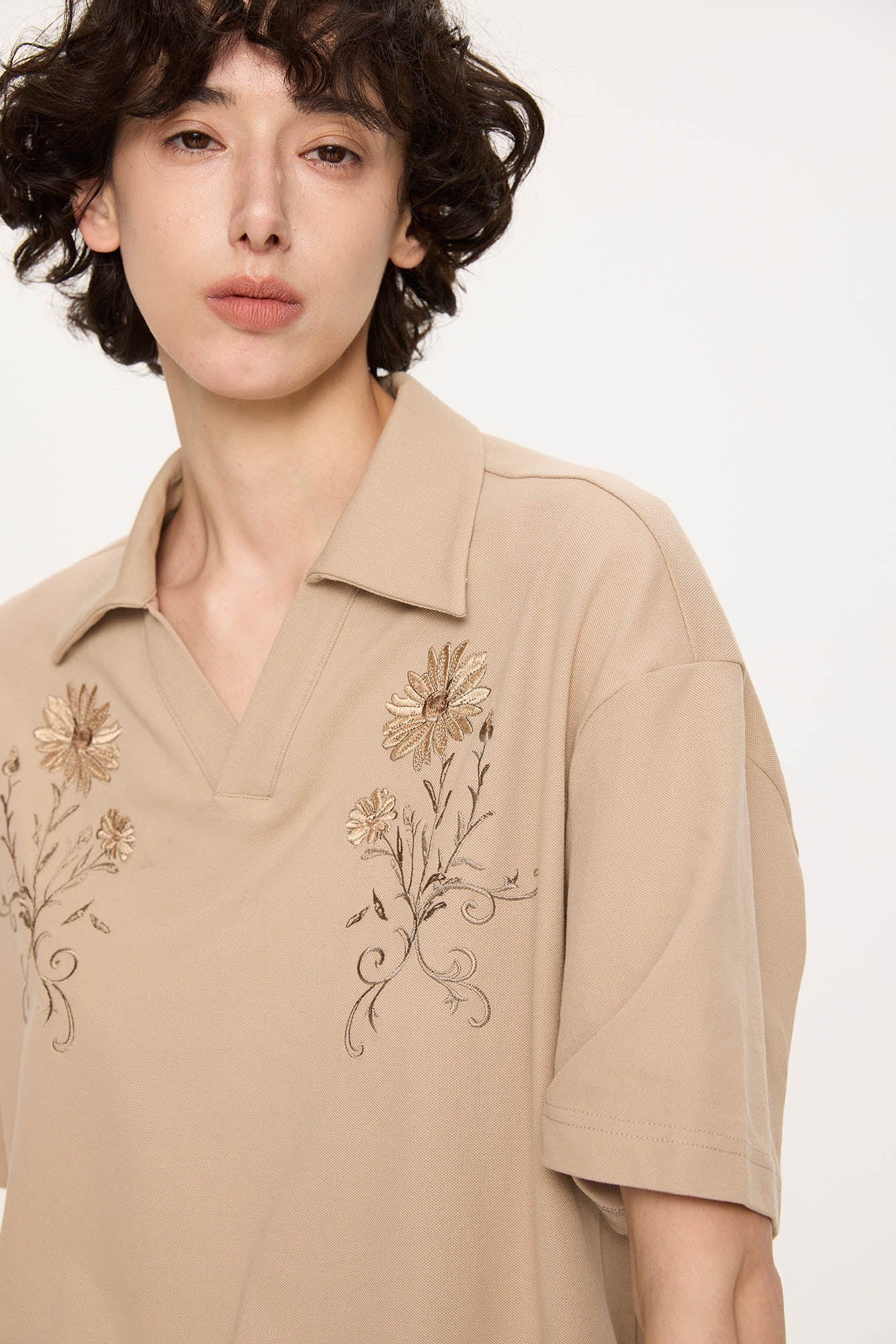 KREATE Daisy Embroidered Polo T-Shirt
