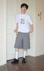 SOURPLUM Retro Gingham Spliced Oversized Shorts