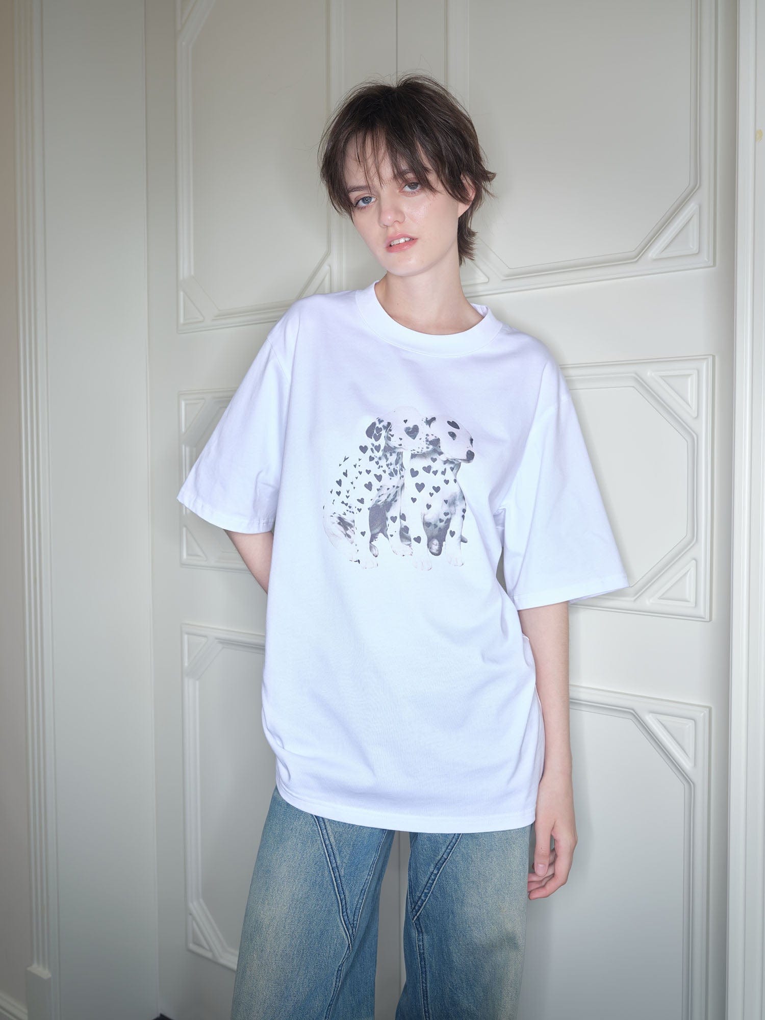 SOURPLUM Heart Dalmatian Graphic T-Shirt