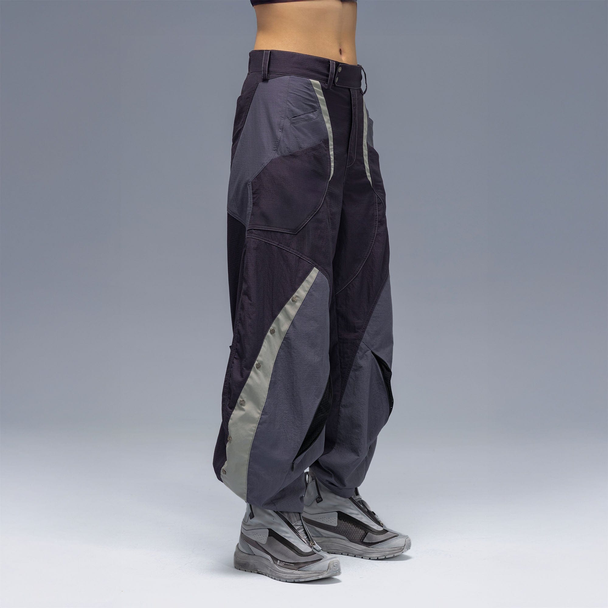 XIPHEVIL Deconstructed Contrast Panel Utility Curved Pants