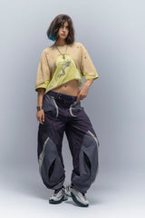 XIPHEVIL Deconstructed Contrast Panel Utility Curved Pants
