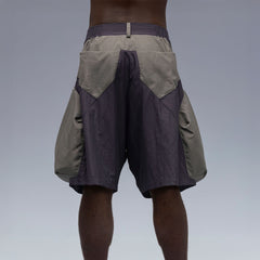 XIPHEVIL Snake Skin Contrast Panel Multi-Pocket Shorts