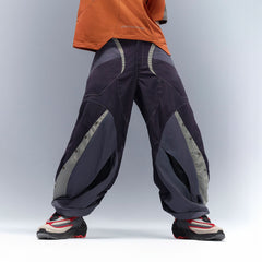 XIPHEVIL Deconstructed Contrast Panel Utility Curved Pants