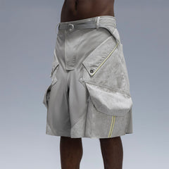 XIPHEVIL Washed Contrast Panel Pocket Utility Shorts Gray