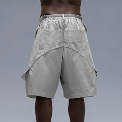 XIPHEVIL Washed Contrast Panel Pocket Utility Shorts Gray