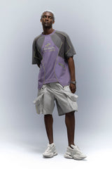XIPHEVIL Washed Contrast Panel Pocket Utility Shorts Gray