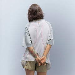 XIPHEVIL Contrast Paneled Mesh Zip-Pocket Raglan T-Shirt Ice