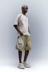 XIPHEVIL Contrast Paneled Mesh Zip-Pocket Raglan T-Shirt Ice