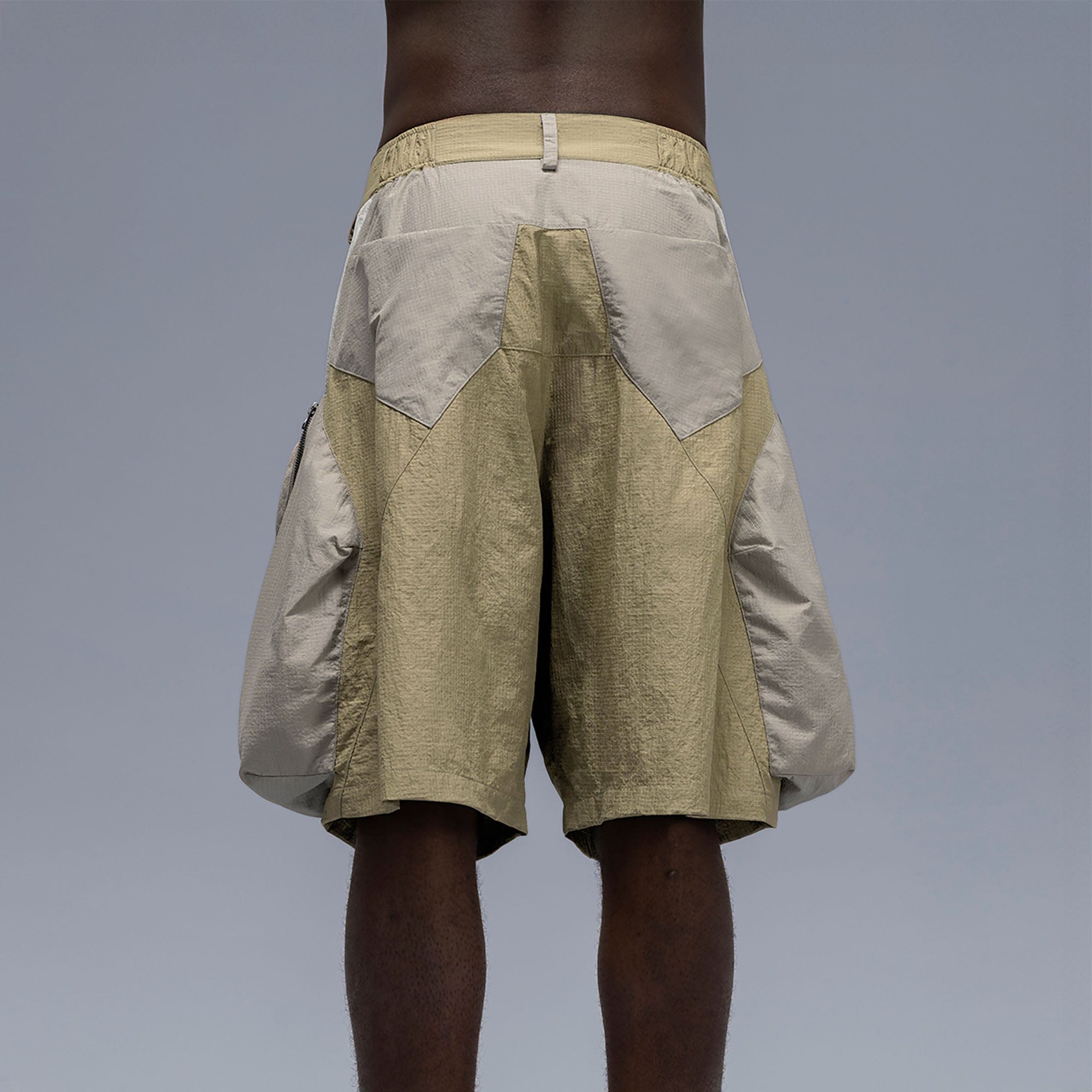 XIPHEVIL Snake Skin Contrast Panel Multi-Pocket Shorts