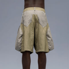 XIPHEVIL Snake Skin Contrast Panel Multi-Pocket Shorts