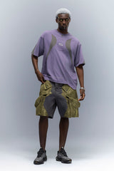 XIPHEVIL Washed Contrast Panel Pocket Utility Shorts Green