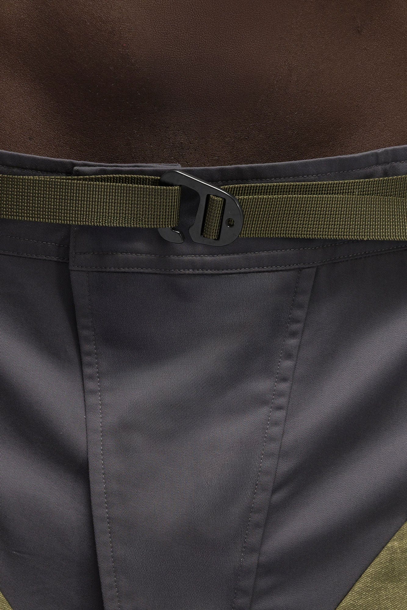 XIPHEVIL Washed Contrast Panel Pocket Utility Shorts Green