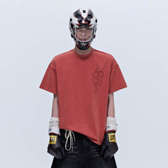 SAVAGEGROWTHWORLD Washed Dual Serpent Scepter Graphic T-Shirt