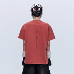 SAVAGEGROWTHWORLD Washed Dual Serpent Scepter Graphic T-Shirt