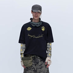 SAVAGEGROWTHWORLD No.5 Camo-Sleeve Layered Long-Sleeve T-Shirt