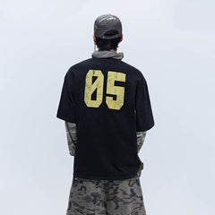 SAVAGEGROWTHWORLD No.5 Camo-Sleeve Layered Long-Sleeve T-Shirt