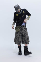 SAVAGEGROWTHWORLD No.5 Camo-Sleeve Layered Long-Sleeve T-Shirt