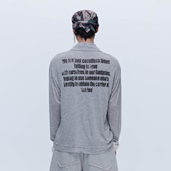 SAVAGEGROWTHWORLD Layered-Collar Slogan Polo Long-Sleeve T-Shirt