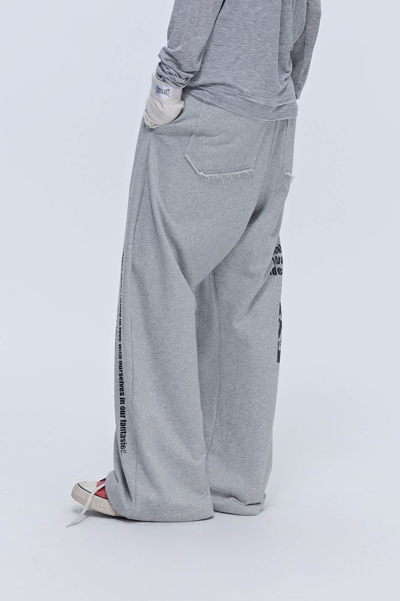 SAVAGEGROWTHWORLD Slogan Curved Drawstring Sweatpants
