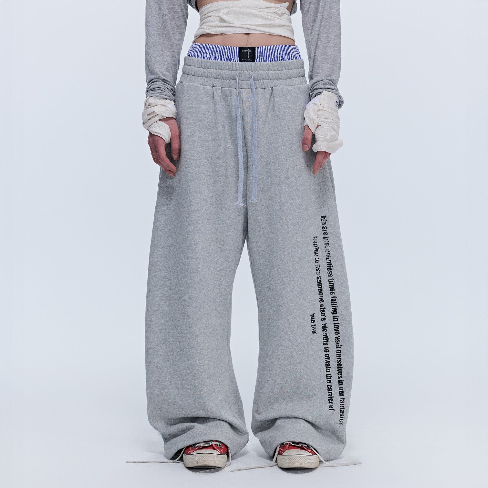 SAVAGEGROWTHWORLD Slogan Curved Drawstring Sweatpants