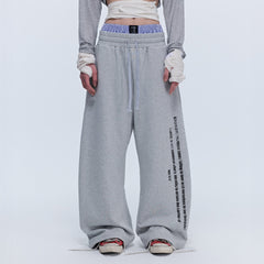 SAVAGEGROWTHWORLD Slogan Curved Drawstring Sweatpants