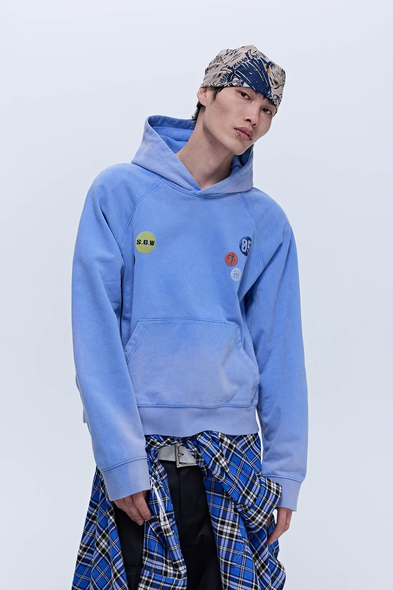 SAVAGEGROWTHWORLD Washed Badge Graphic Gradient Hoodie