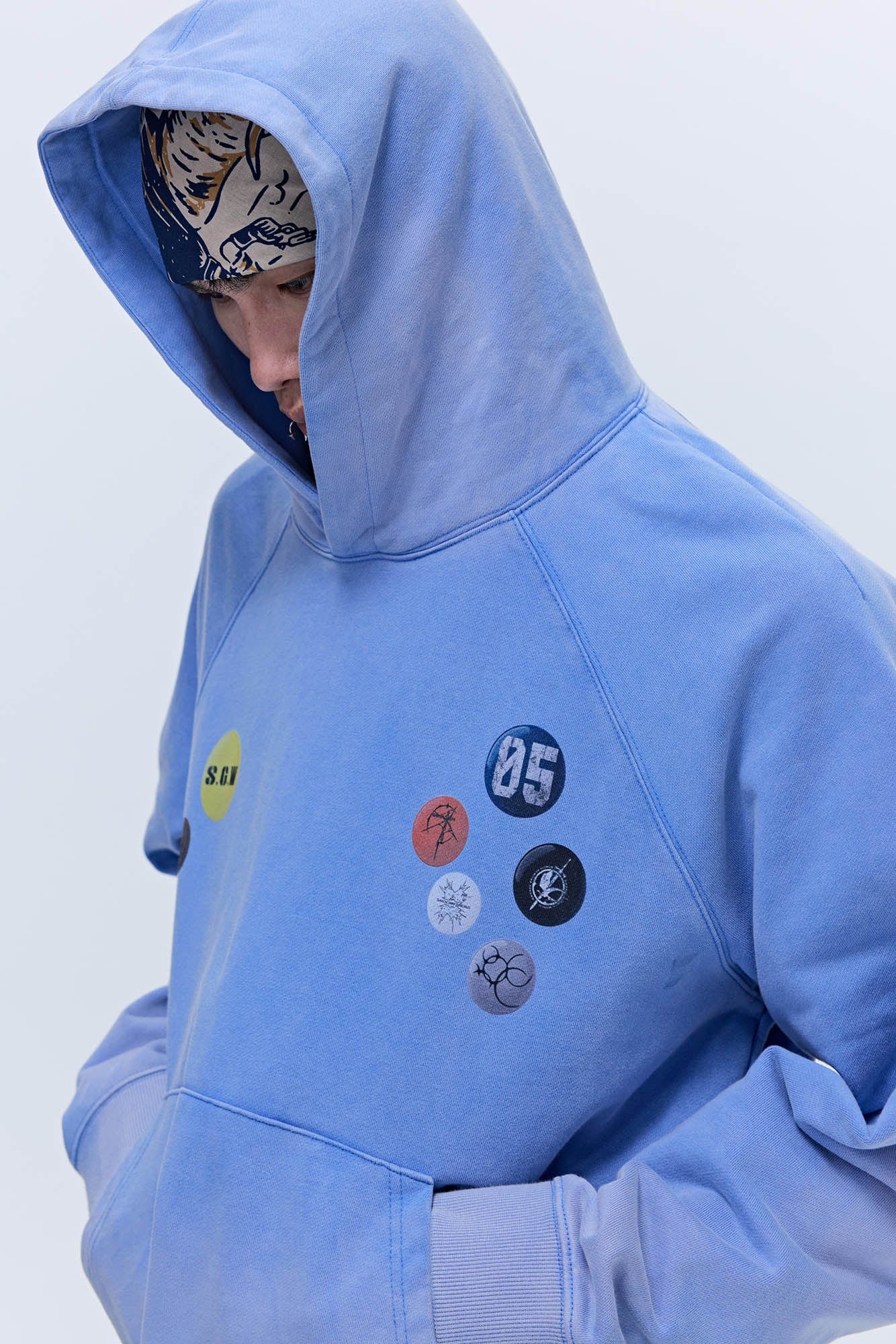 SAVAGEGROWTHWORLD Washed Badge Graphic Gradient Hoodie