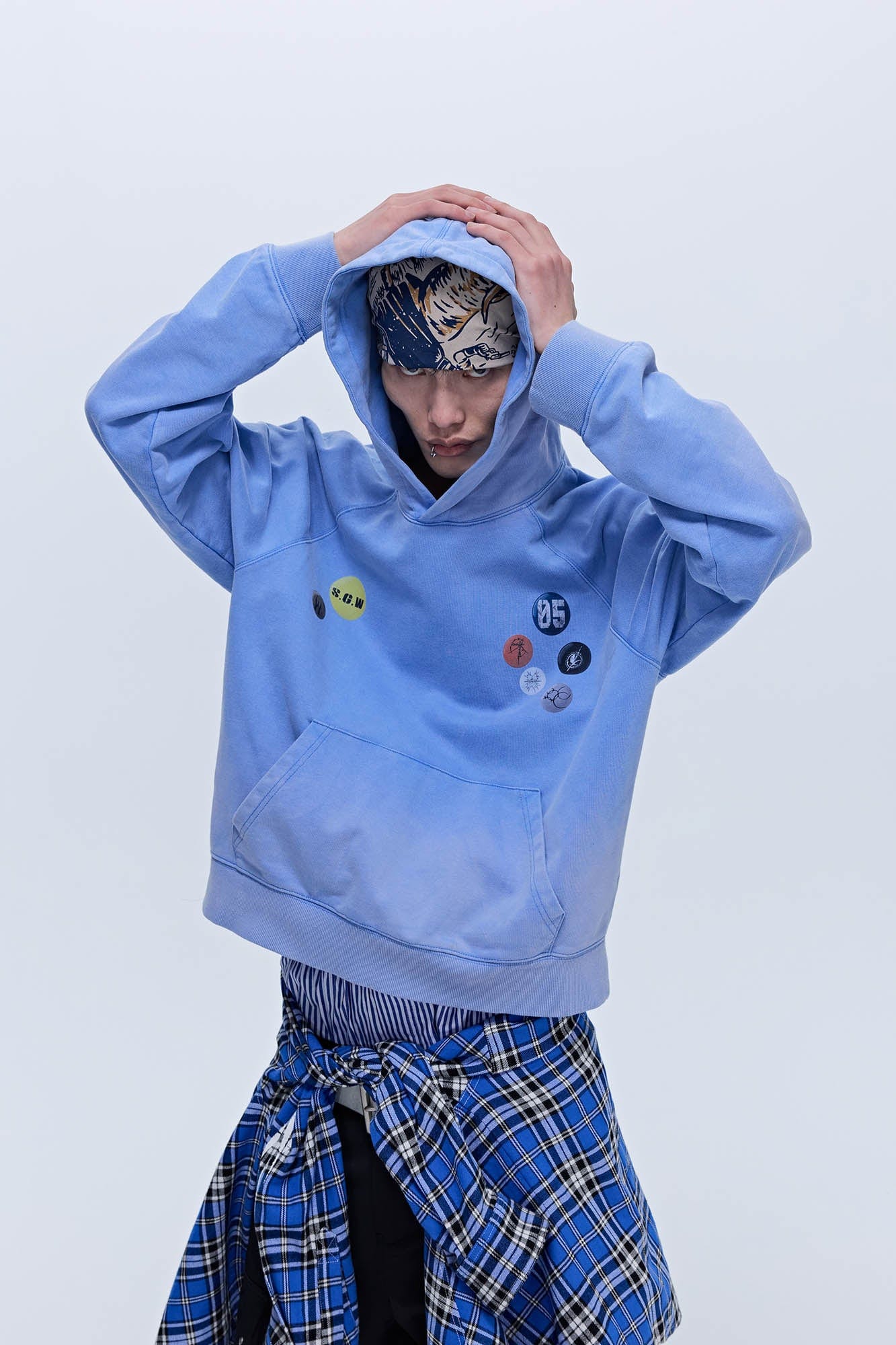SAVAGEGROWTHWORLD Washed Badge Graphic Gradient Hoodie