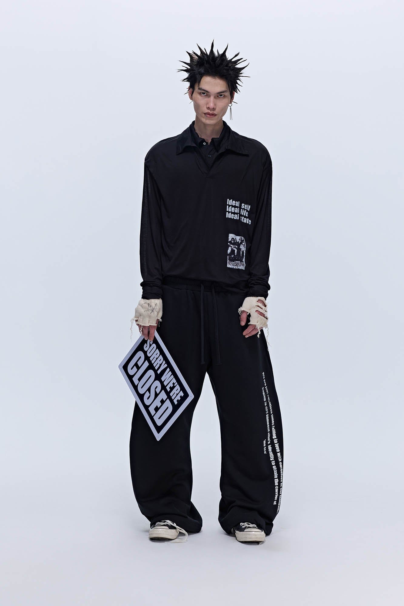SAVAGEGROWTHWORLD Slogan Curved Drawstring Sweatpants