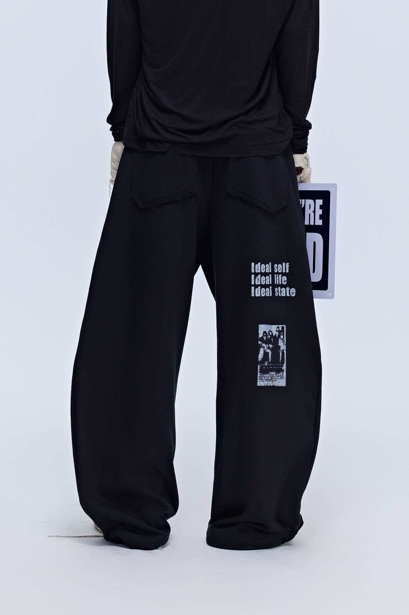SAVAGEGROWTHWORLD Slogan Curved Drawstring Sweatpants