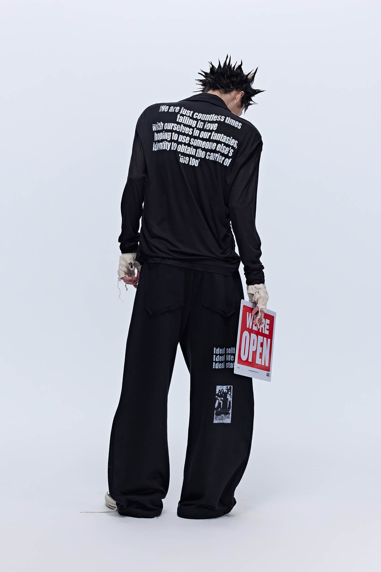 SAVAGEGROWTHWORLD Slogan Curved Drawstring Sweatpants