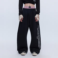 SAVAGEGROWTHWORLD Slogan Curved Drawstring Sweatpants