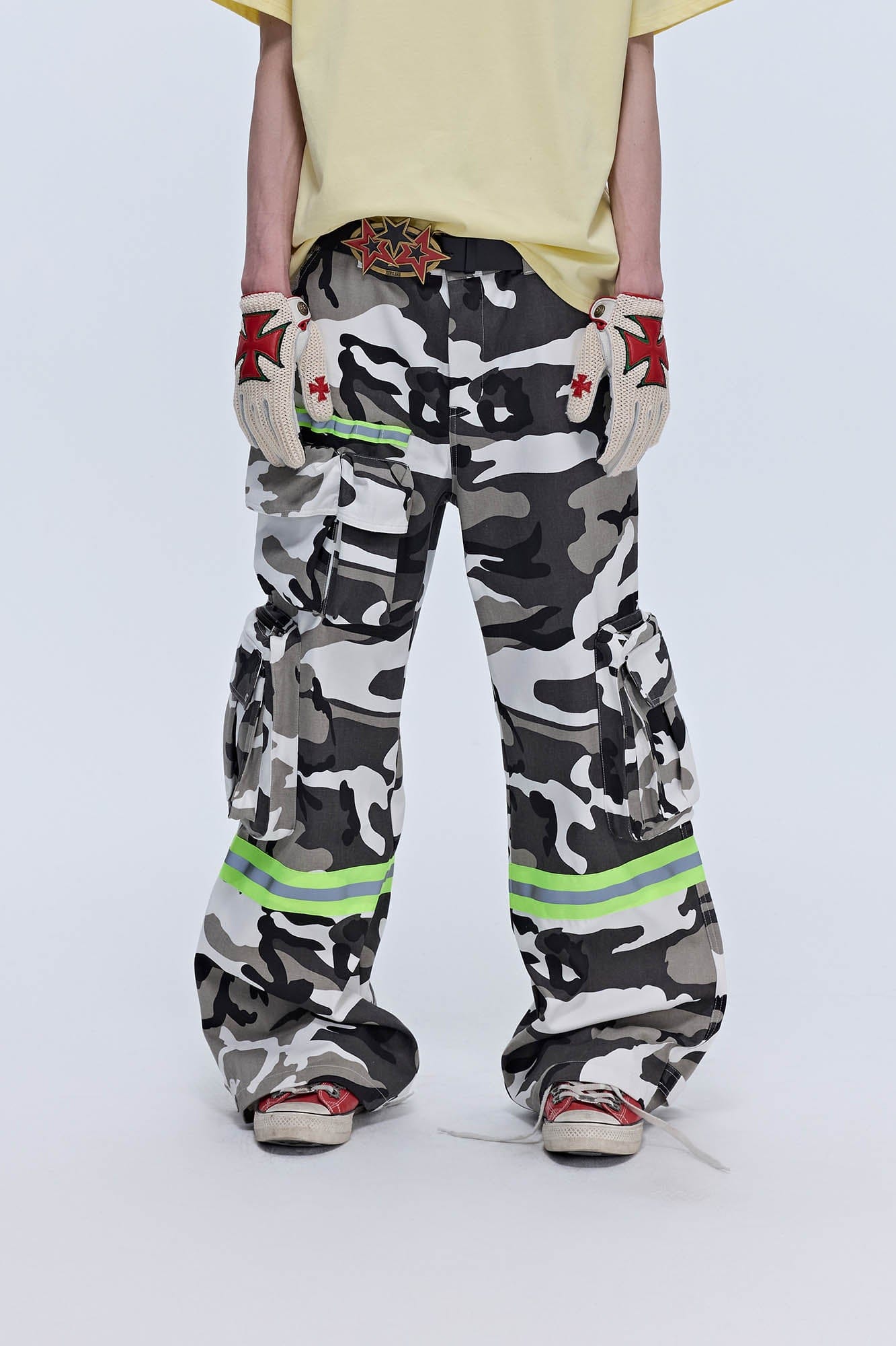 SAVAGEGROWTHWORLD Camo Reflective Multi-Pocket Cargo Pants