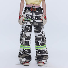SAVAGEGROWTHWORLD Camo Reflective Multi-Pocket Cargo Pants