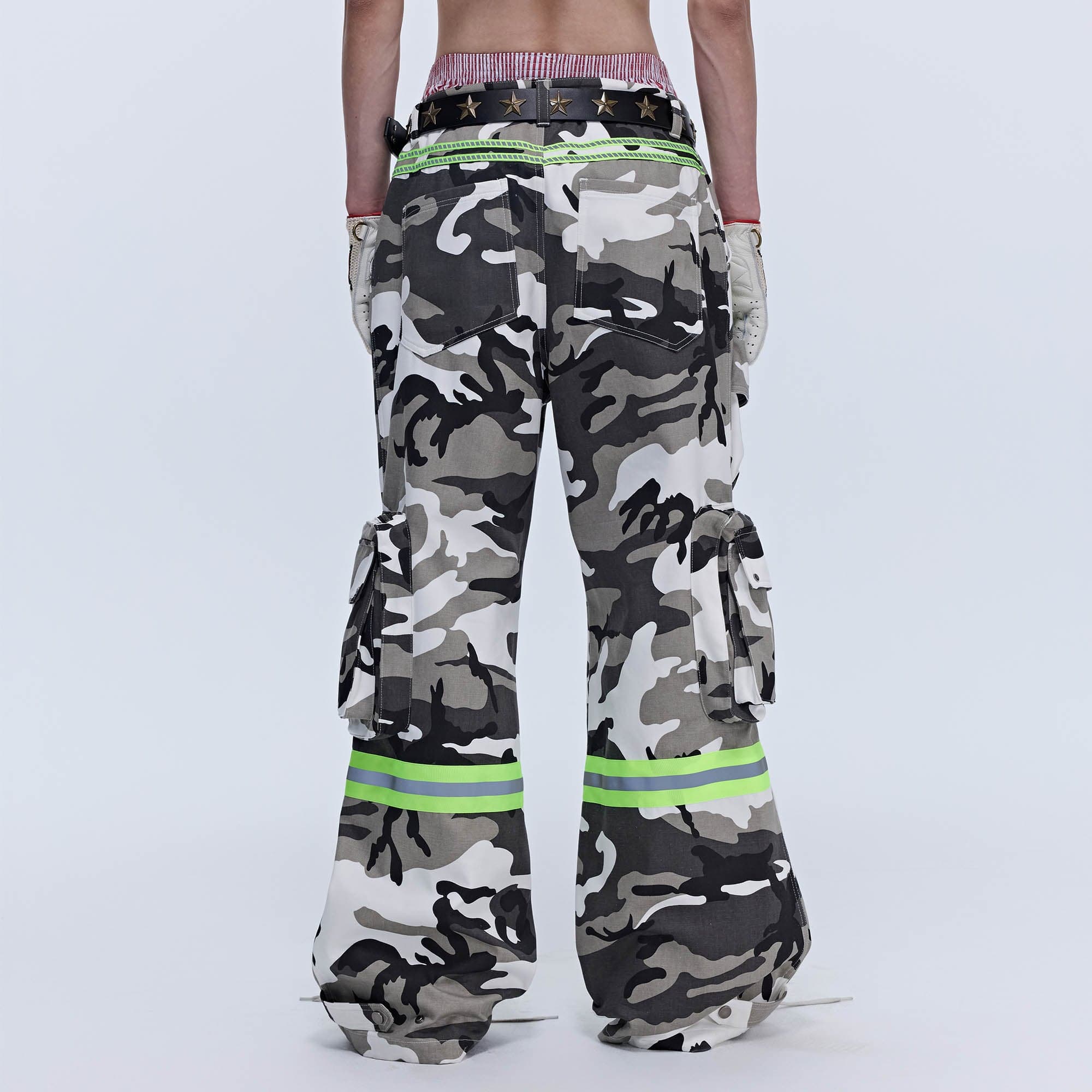 SAVAGEGROWTHWORLD Camo Reflective Multi-Pocket Cargo Pants