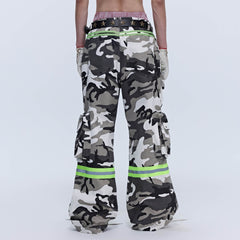 SAVAGEGROWTHWORLD Camo Reflective Multi-Pocket Cargo Pants