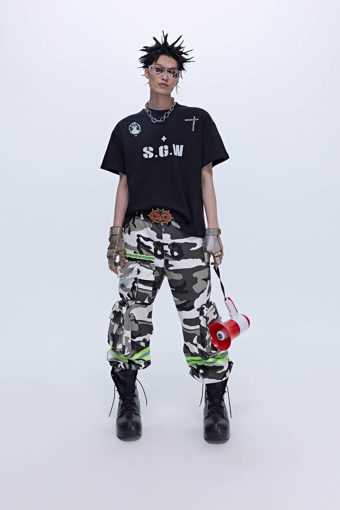 SAVAGEGROWTHWORLD Camo Reflective Multi-Pocket Cargo Pants