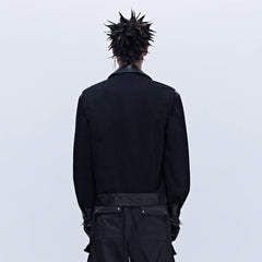 SAVAGEGROWTHWORLD Rivet Faux Leather Paneled Detroit Jacket