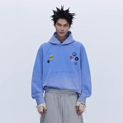 SAVAGEGROWTHWORLD Washed Badge Graphic Gradient Hoodie