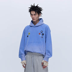 SAVAGEGROWTHWORLD Washed Badge Graphic Gradient Hoodie