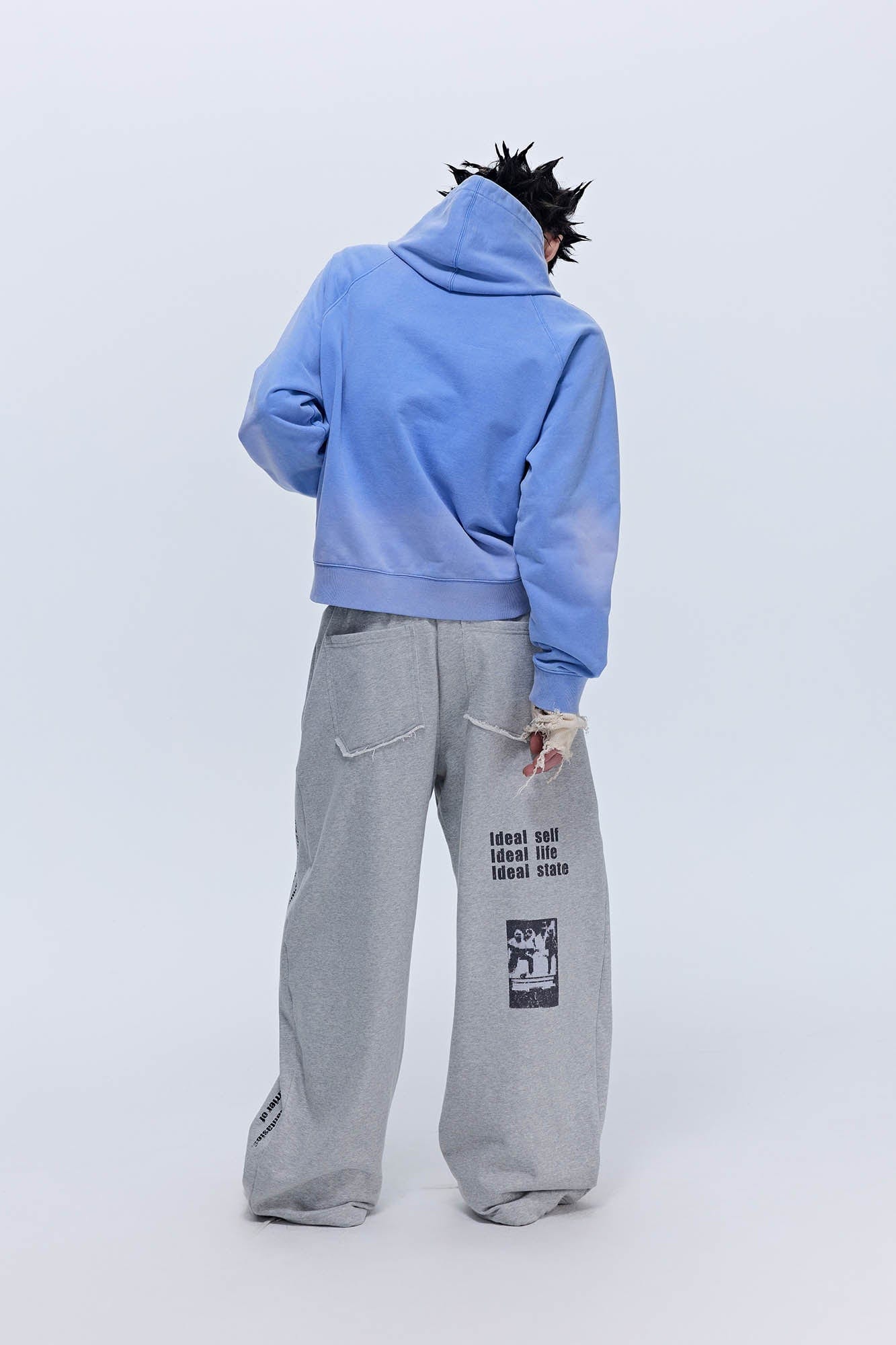 SAVAGEGROWTHWORLD Washed Badge Graphic Gradient Hoodie