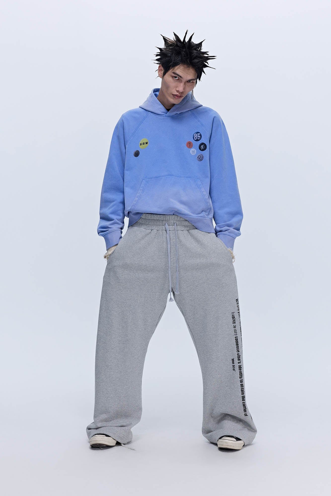 SAVAGEGROWTHWORLD Washed Badge Graphic Gradient Hoodie