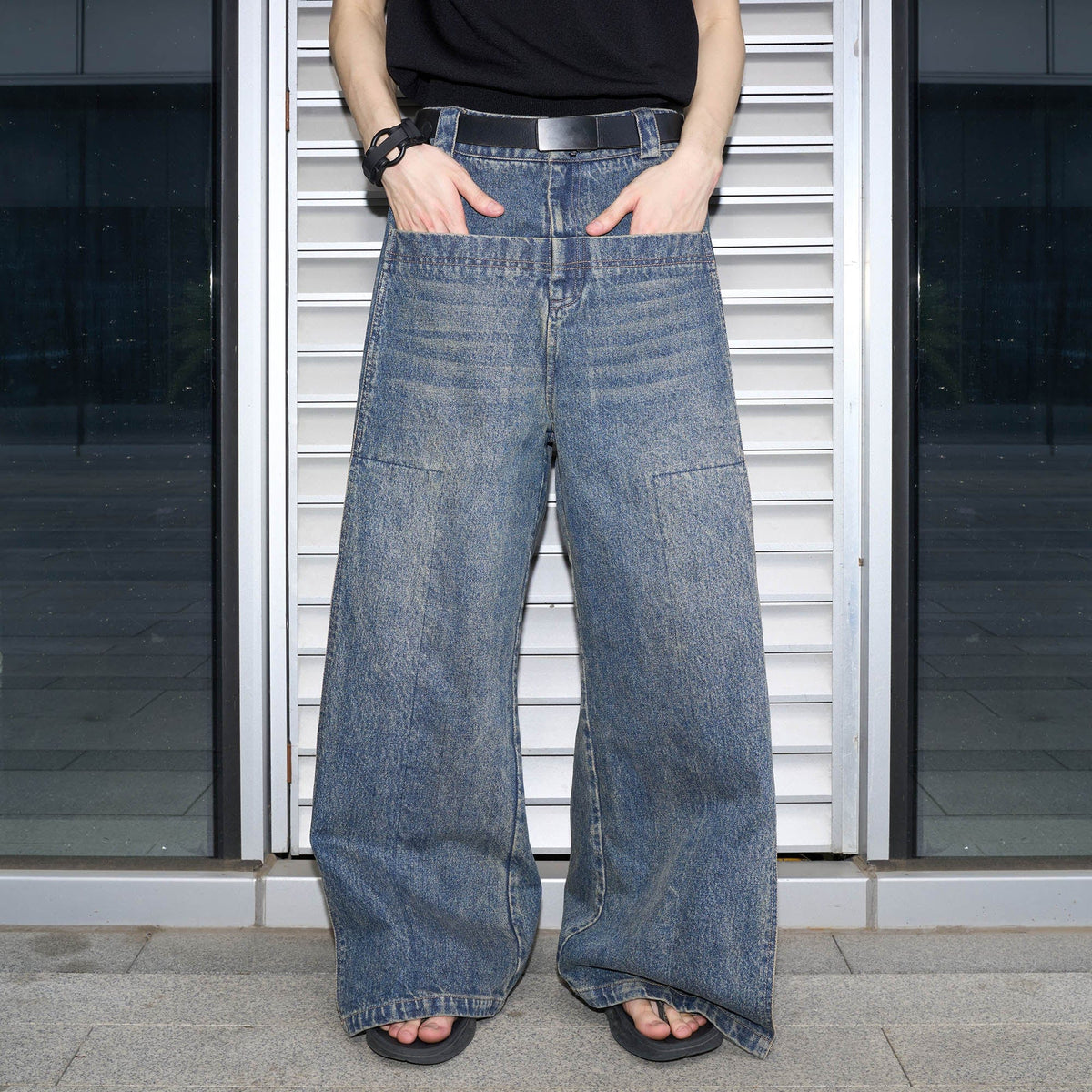 49PERCENT Retro Flap Pocket Panel Wide-Leg Pants