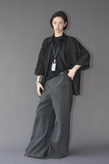49PERCENT Sheer Textured Grid Oversized Shirt