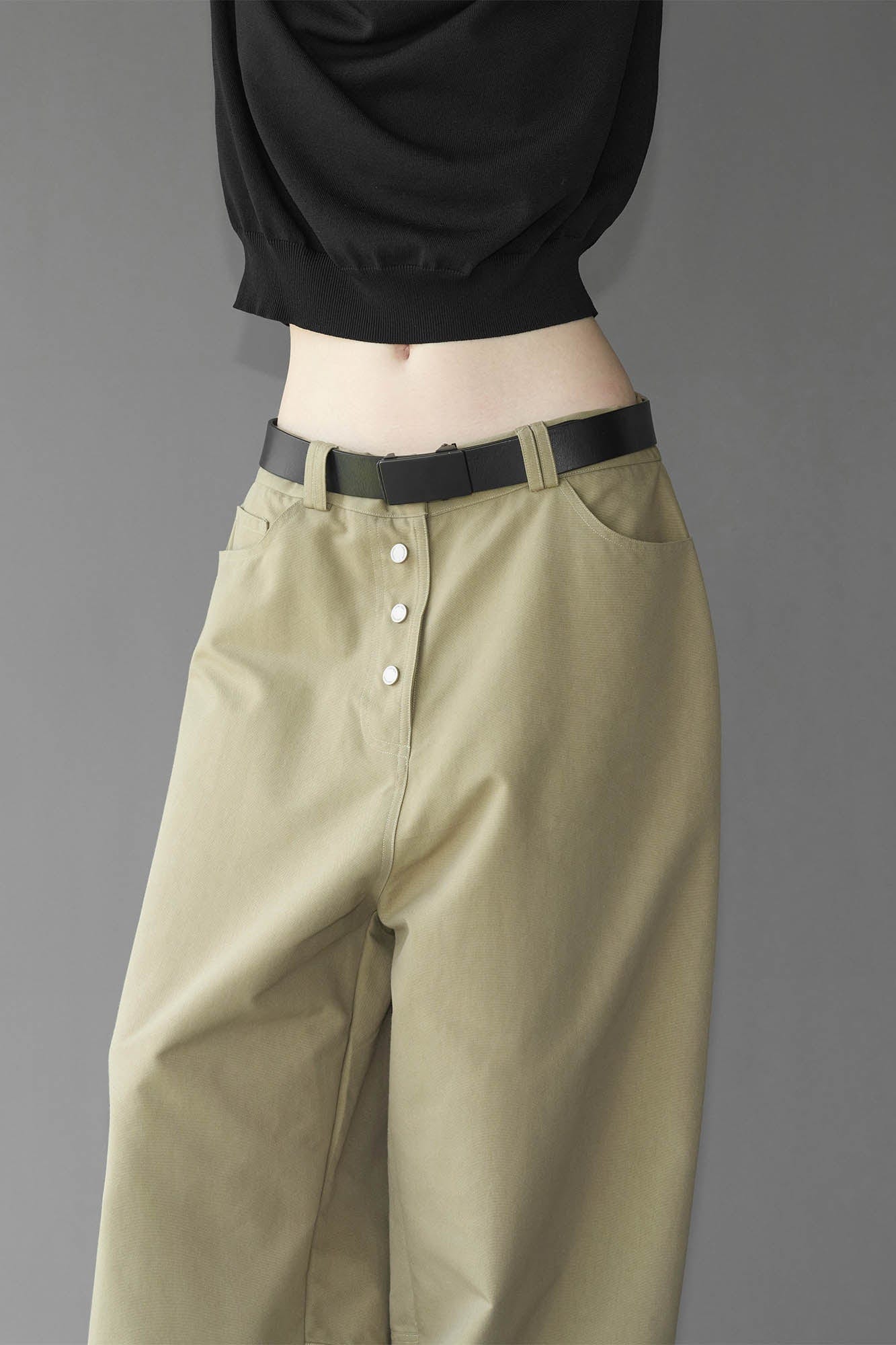 49PERCENT Essential Button-Up Curved Baggy Pants