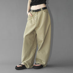49PERCENT Essential Button-Up Curved Baggy Pants