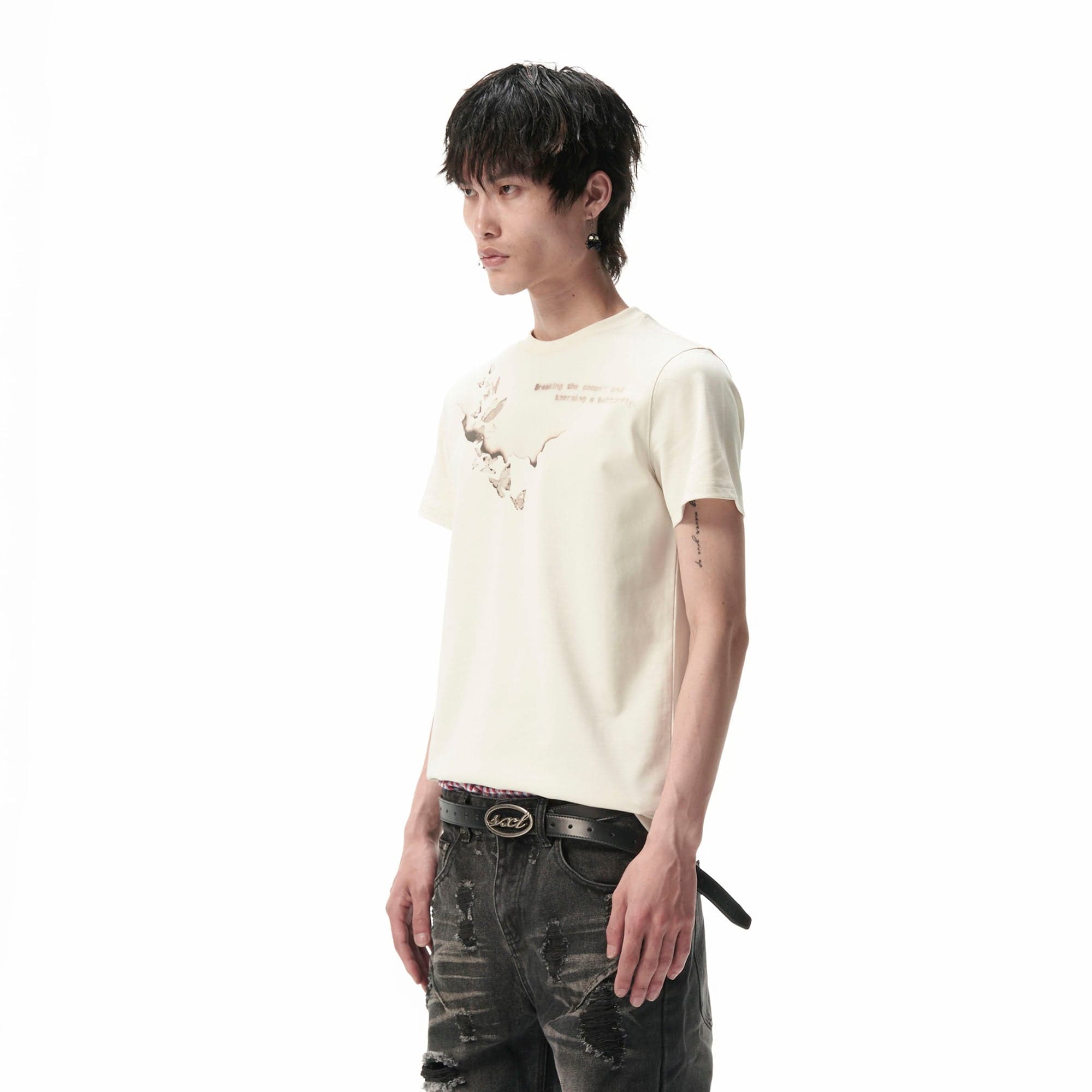 SAVAGEGROWTHWORLD Burnt Butterfly Graphic T-Shirt